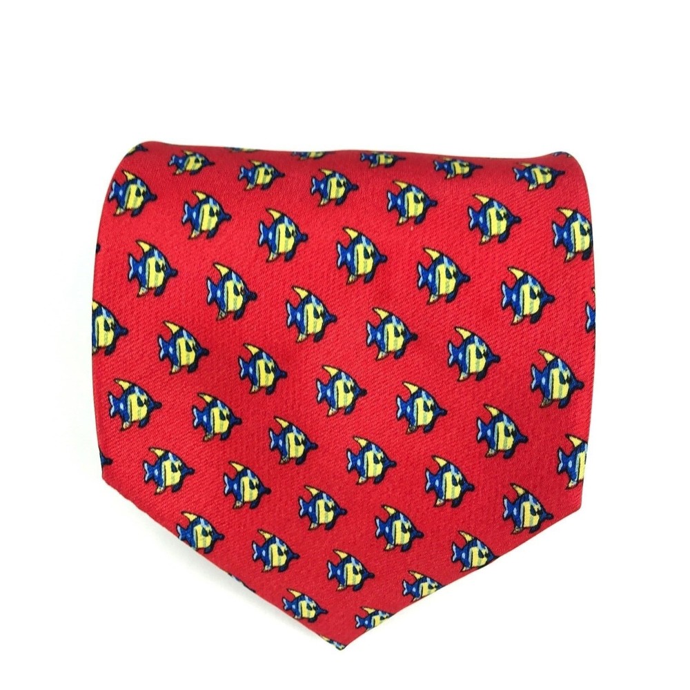 Utopia Men's Tie Handmade Red Yellow Fish Ocean Sea Life Animal Necktie 57"